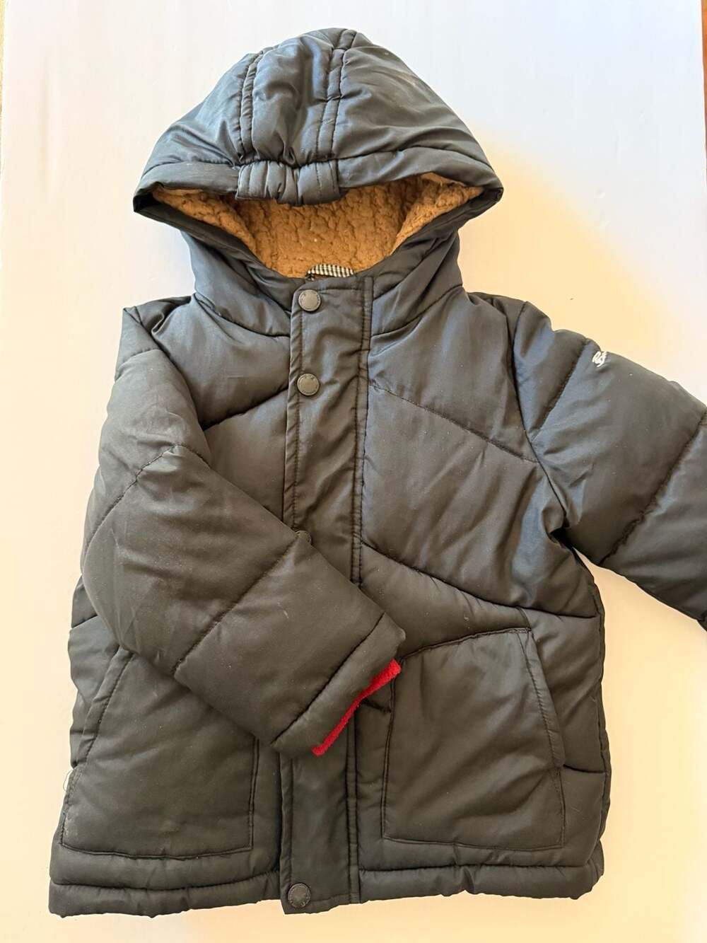 Ben Sherman Puffer Jacket Size 2T Black Sherpa Lined Hooded Winter Coat